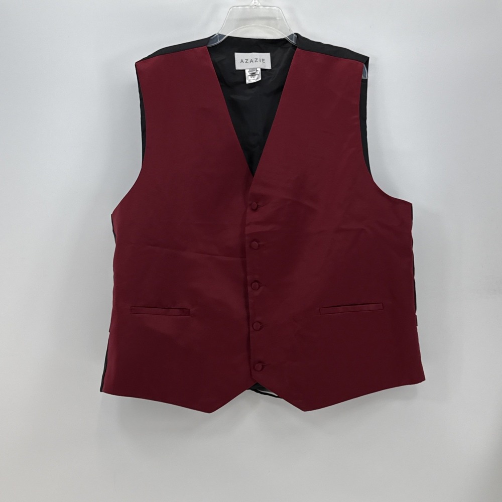 Azazie Men's XL Burgundy Formal Structured Vest Full Back Wedding Prom